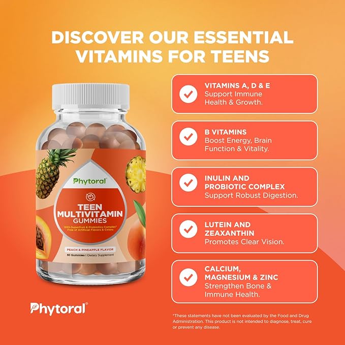 Daily Teen Gummy Vitamins - Multivitamin for Teens 12-17 Boys and Girls Daily Multivitamin Gummies for Teenagers - Essential Vitamins for Growing Teens - Support Health Growth and Development 180ct