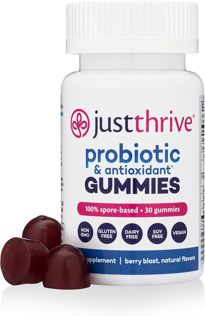 Just Thrive Probiotic Gummies - Kids Men and Womens Probiotic - for Digestive and Overall Health 30 Count
