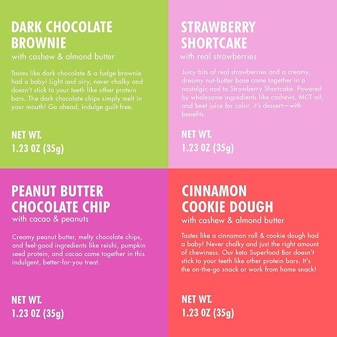 B.T.R. Nation Keto Superfood Protein Bars - Plant Based and Free of Sugar Alcohols | (12) Bar Variety Pack | Gluten Free and Boosted with Powerful Superfoods!