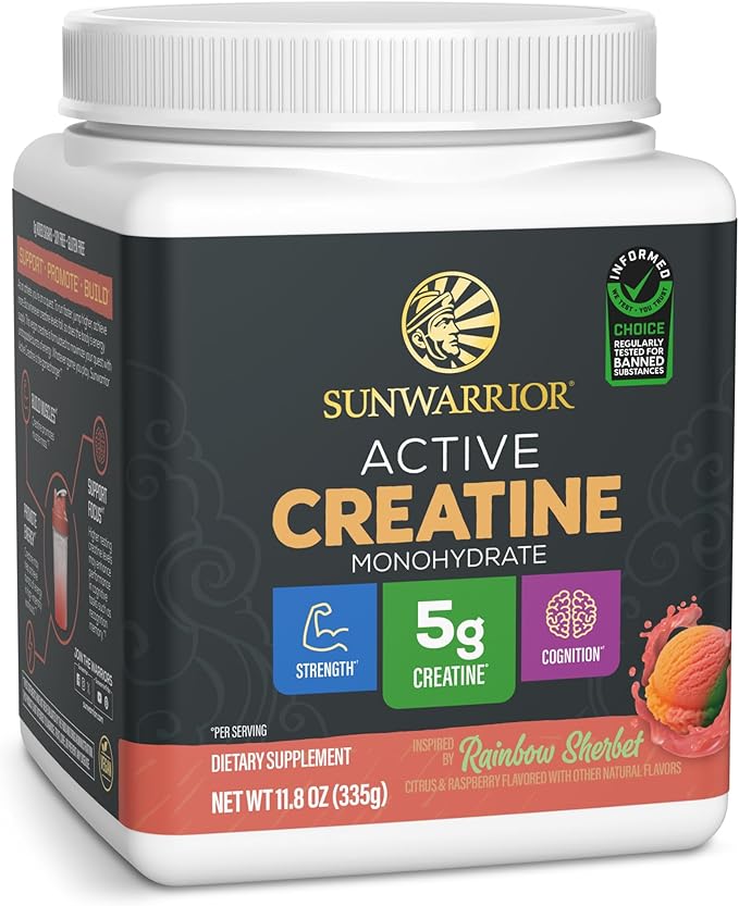 Creatine Monohydrate Powder Micronized PreWorkout Recovery Supplement | Support Muscle Building Strength Training Cognition | Vegan &amp Keto Friendly Easily Mixes Rainbow Sherbert Flavored Creatine