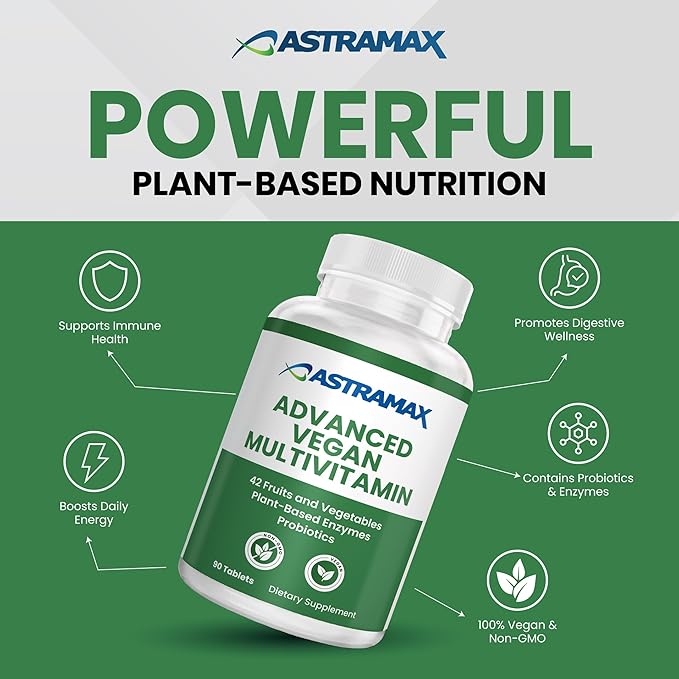 Advanced Vegan Multivitamin | Whole Food-Based Vitamin &amp Mineral Complex with 26 Nutrients B12 D3 Probiotics &amp 42 Superfoods | Daily Vitality Formula | Non-GMO Gluten-Free | 90 Count