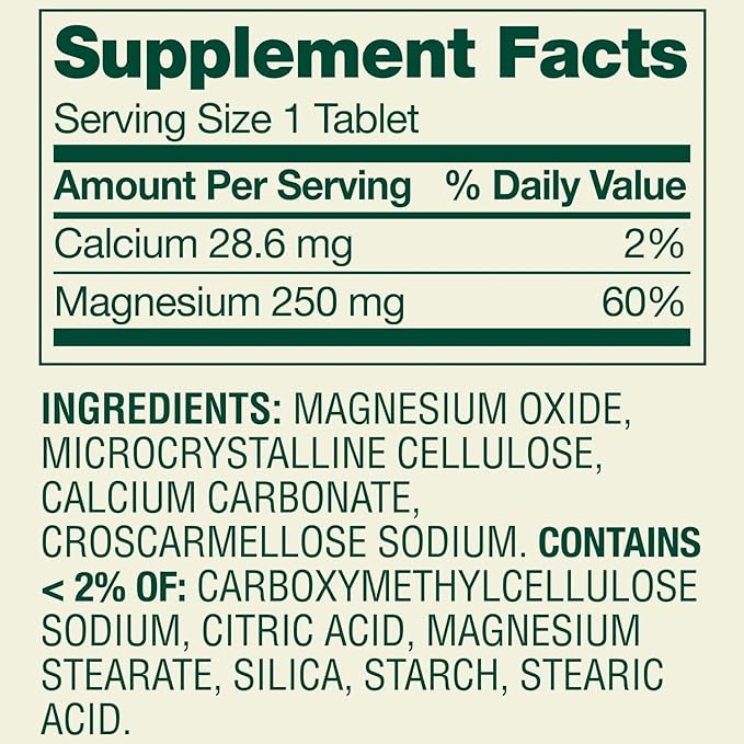 Pack 2 Magnesium 250 mg Oxide Tablets 100 Count – Dietary Supplement to Support Bone Muscle &amp Nerve Function