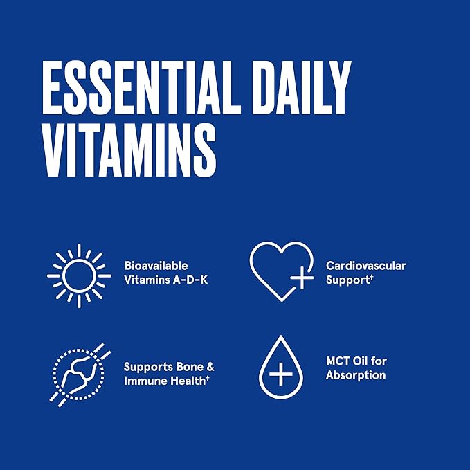 Bulletproof Vitamins A-D-K Softgels 30 Count Supplement for Heart Bone Health and Immune Support