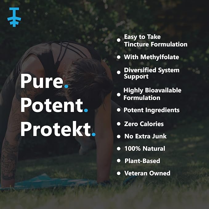 PROTEKT Resilient Vitamin D3 K2 B12 Drops - Liquid B12 K2 D3 Vitamin Supplement with Methylfolate Liquid Drops for Energy &amp Recovery Methy Folate for Sleep &amp Mood - Natural Berry 30mL