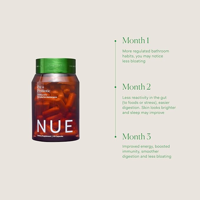 The Nue Co. Prebiotic+ Probiotic Supplement &amp Magnesium Ease Bundle - Supports Digestive Health Gut Balance &amp Immunity - Relieves Muscle Tension &amp Promotes Relaxation | Capsules &amp Spr