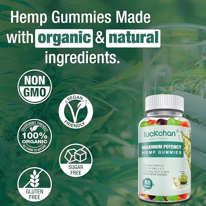 Hemp Gummies Advanced Extra Strength for Sleep Pain Anxiety - High Potency Natural Hemp Oil Infused Gummies Hemp Gummy for Adults-4 Packs