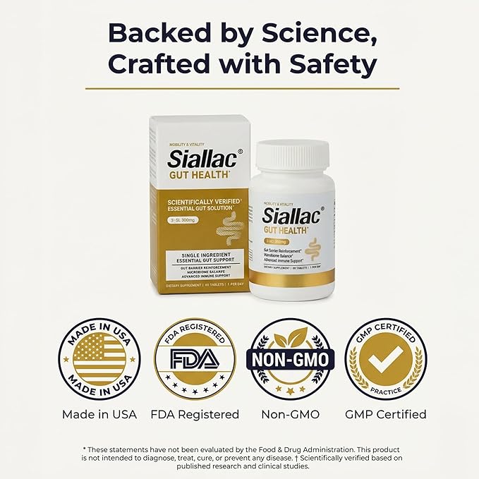 Gut Health - Gut Barrier Function Epithelial Cell Growth Immune Support Enhances Nutrient Absorption Microbiome Balance (HMO 3'-SL) (1 Pack)