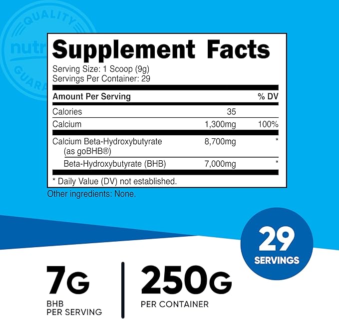 Nutricost Calcium BHB (250g) Unflavored - Calcium Ketone Salt - Non-GMO Gluten-Free