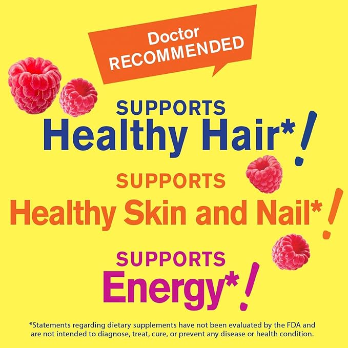 WellYeah High Potency Biotin 10000 mcg Gummies 2 Pack - for Stronger Hair Skin &amp Nails - Vegan-Friendly Gluten-Free Non-GMO and Delicious Berry Flavor - 60 Gummies