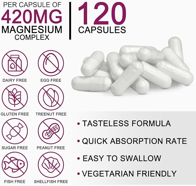 Benfotiamine 600mg Plus 20mg Vitamin B1 and Magnesium Complex Supplement 420mg- 30mg Vitamin B6-5 in 1 Ultra Absorption Magnesium Glycinate
