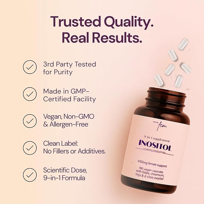 QSTA Myo-Inositol &amp D-Chiro Inositol Supplement for Women 4100mg (40:1 Ratio) – 9-in-1 Hormonal &amp Metabolic Support with Folate Vitamin B6 B12 D3 Zinc &amp Chromium