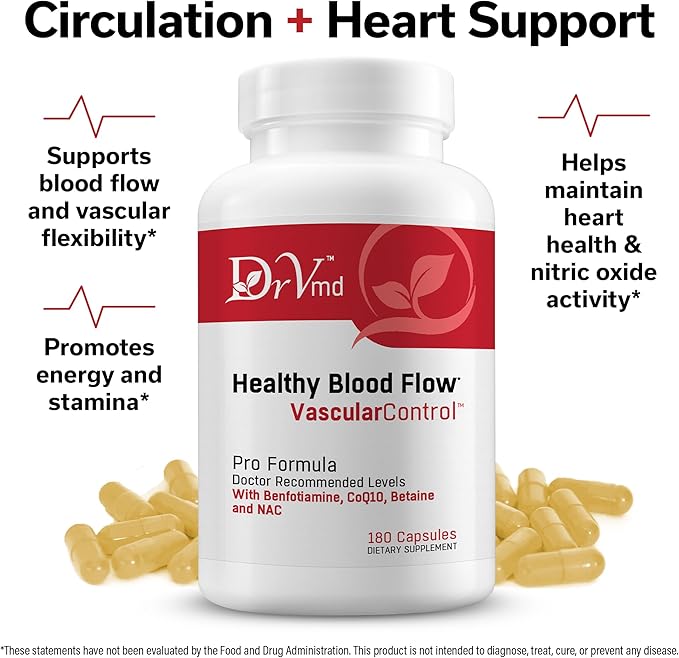 Vascular &amp Antioxidant Bundle | Heart Circulation &amp Energy Support | Includes Vascular Control (NAC CoQ10 Benfotiamine Betaine) + Super Antioxidants (Resveratrol Curcumin Ginkgo Quercet