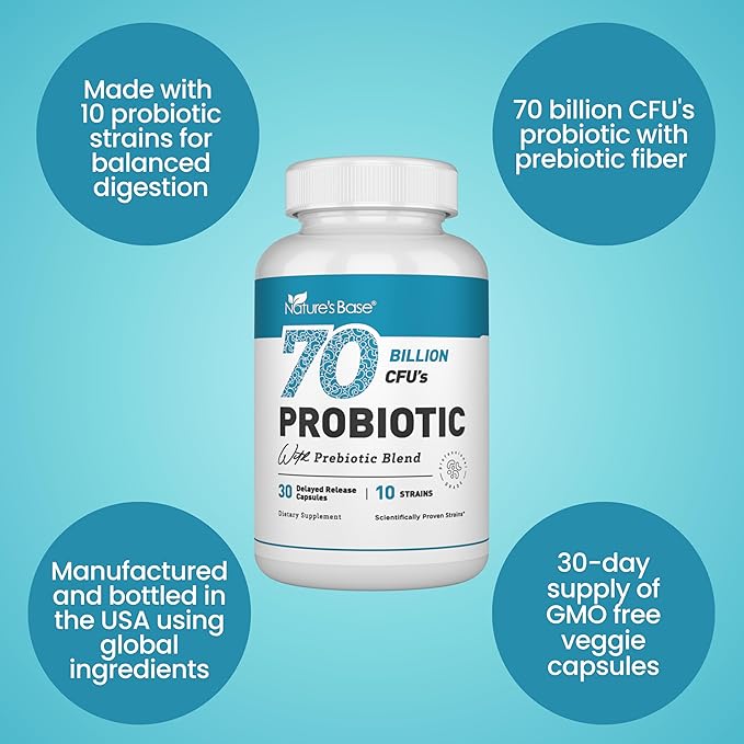 Nature's Base Turmeric &amp Ginger 240 ct + Probiotics 70 Billion CFU 30 c