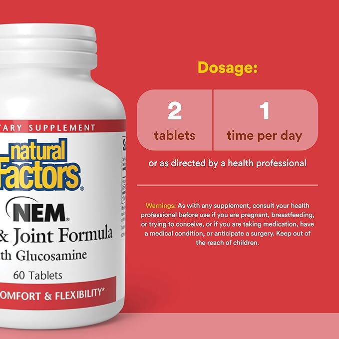 Natural Factors NEM Knee &amp Joint Formula Promotes Flexibility and Comfort 60 Tablets
