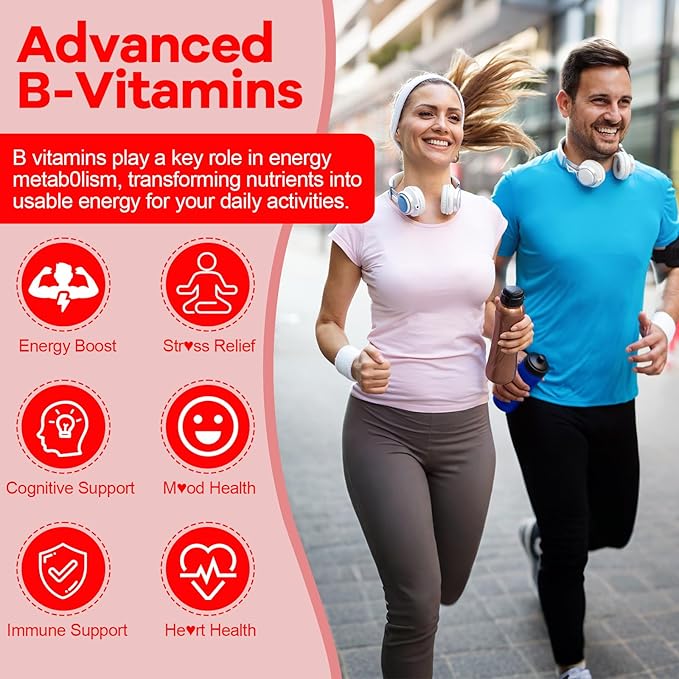Organic Methylated Vitamin B Gummies: Natural Complex Supplement with B1 B2 B3 B5 B6 B7 B9 B12 Plus D3 Zinc Magnesium Ashwagandha Omega3 - Energy Support for Work Adults Women Men(120Count)