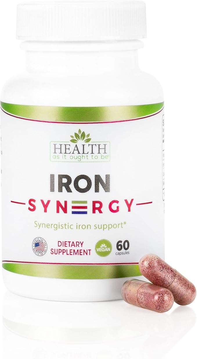 Health As It Ought To Be Iron Syn3rgy Supplement | Physician Formulated Capsules with Iron Copper Beet Root Vitamin C | 60 Capsules