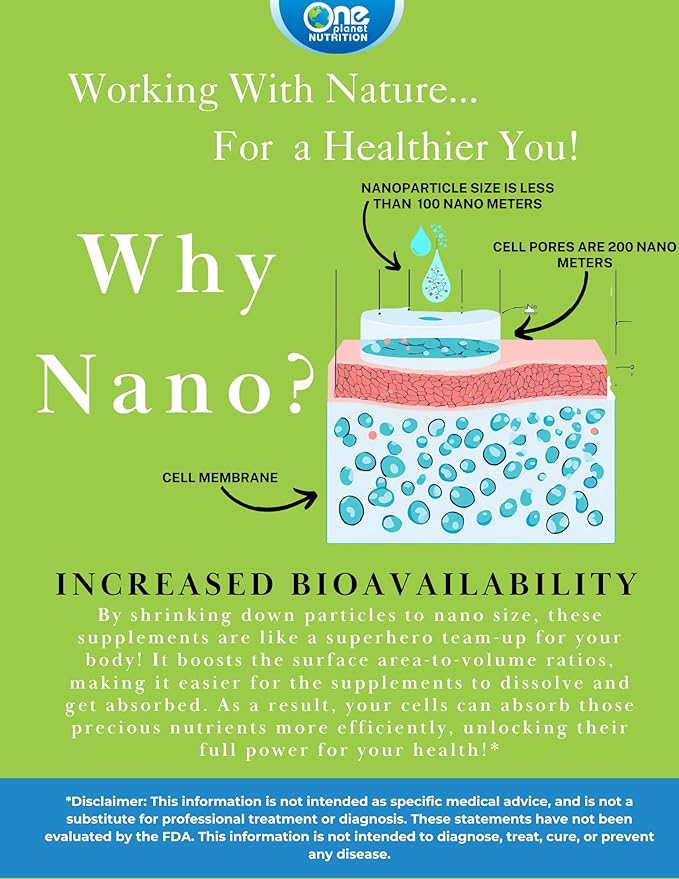 One Planet Nutrition Nano Curcumin 500 mg Veggie Capsules (240 Servings) Family Size Nano for High Absorption Supports Immune Health Non-GMO Vegan Gluten-Free