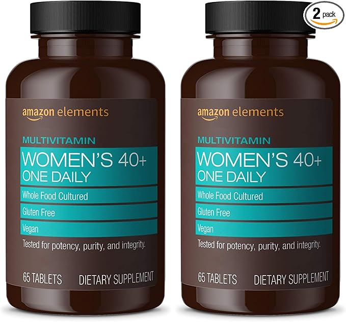 Amazon Elements Women‚ 40+ One Daily Multivitamin 66% Whole Food Cultured Vegan 65 Tablets 2 Month Supply (Packaging May Vary) (Pack of 2)