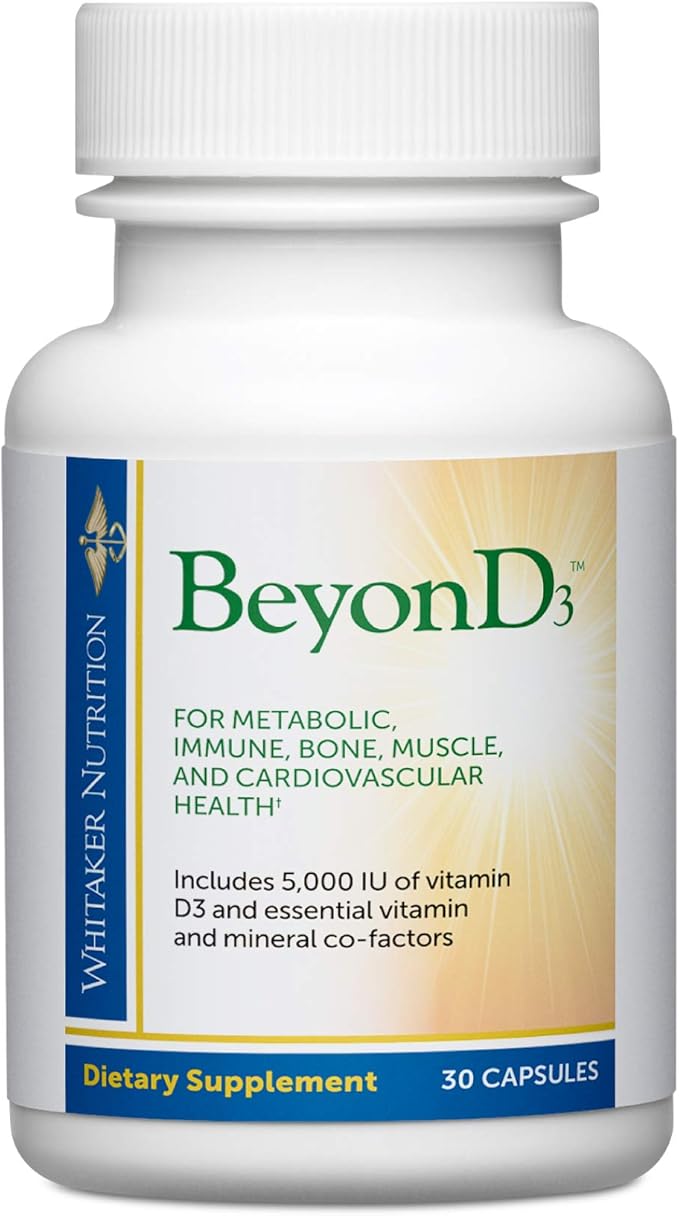 Dr. Whitaker's BeyonD3 - Vitamin D3 Supplement 5000 IU Plus Boron Vitamin K2 Magnesium &amp Zinc - Supports Immune Health Calcium Metabolism &amp Bone Mineralization (30 Capsules)