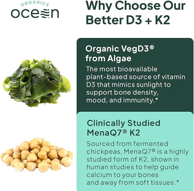 Organics Ocean Muscle Bone Heart &amp Sleep Wellness Bundle – Chelated Magnesium Glycinate with Zinc &amp VIT D3 and K2 Supplements for Muscle Function Calcium Absorption &amp Vascular Health