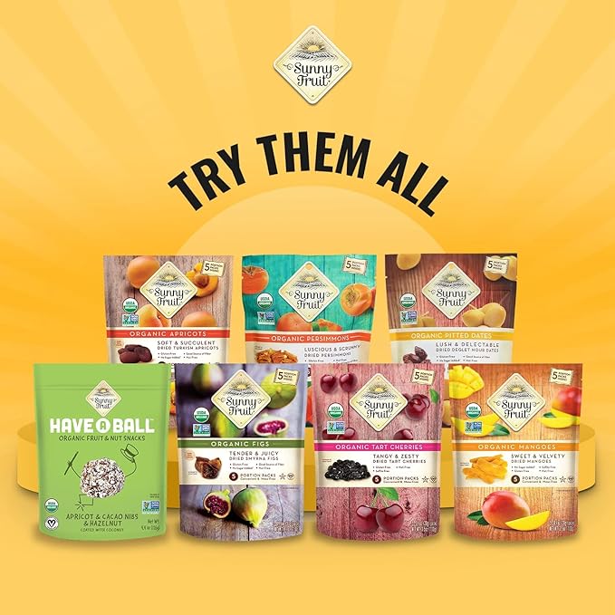 Sunny Fruit Organic Probiotic Pitted Prunes - 6 Bags (30 Individual Portion Packs) | No Preservatives No Sugar Added | Dried Plums Snack Packs with Live Probiotics | ORGANIC NON-GMO KOSHER HALAL