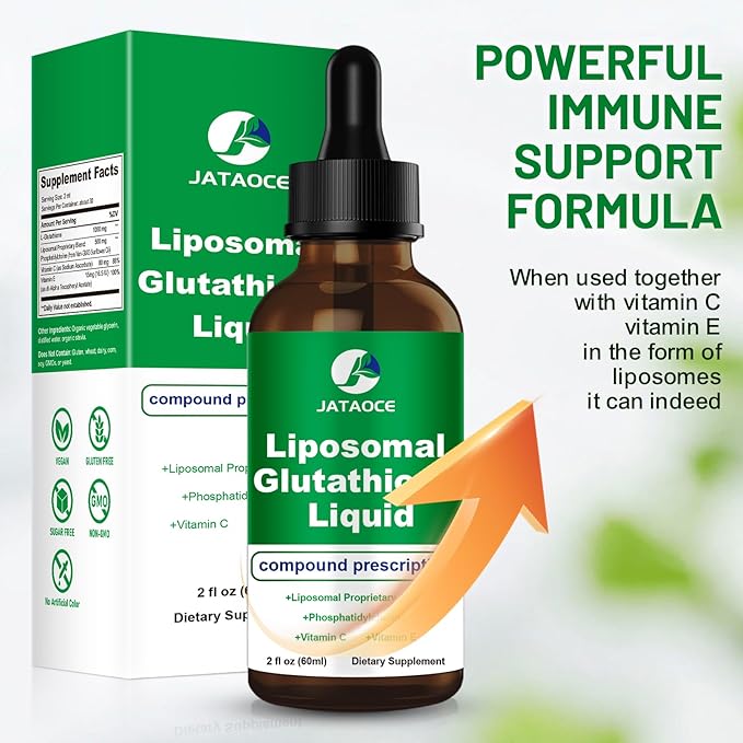 Liposomal Glutathione 1500 MG Liquid Glutathione Supplement Powerful Antioxidant Liver Detox Immune EnhancerAdd Vitamin C and Vitamin ESupports Immunity Skin Hair and Healthy Aging