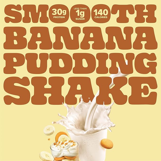 Pure Protein Complete Protein Shake Banana Pudding 30g High Protein Drink Less than 1g Sugar 3g Fiber Ready to Drink Non GMO On-the-Go Shakes 11oz Bottles 12 Pack