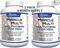 MiracleMulti Best Multivitamin for Men Vitamin and Mineral Supplement with Probiotics Superfood Enzyme Blend: Support for Heart Prostate Stamina Energy: Non-GMO (2-Pack 120 Tablets)