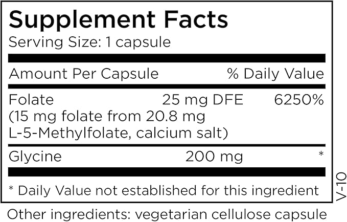 MethylPro L-Methylfolate 15 mg - Bioavailable Folate Supplement for Brain Health &amp Neurotransmitter Support - Vegetarian &amp Hypoallergenic - 30 Servings - 30 Count