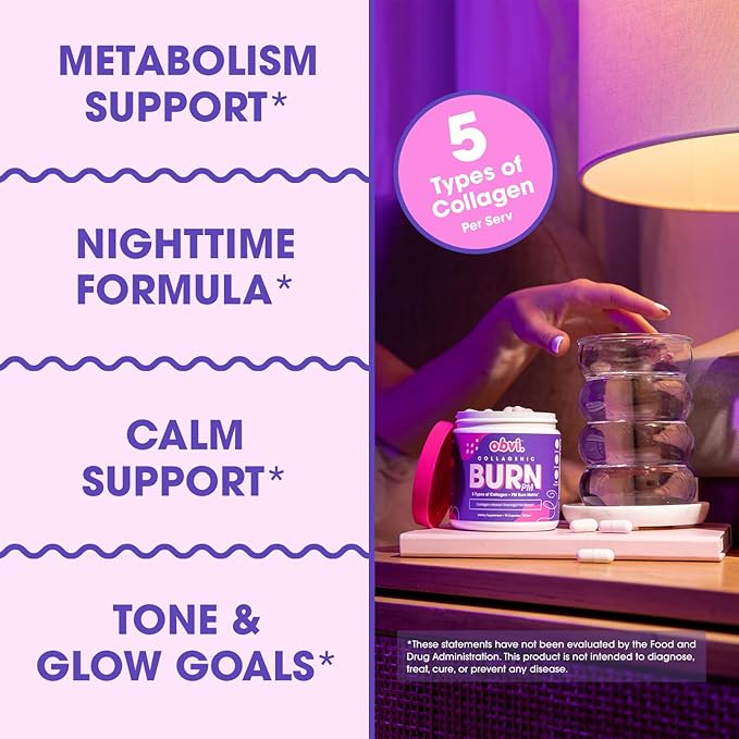 Obvi Collagenic Burn PM &amp Multi Collagen Burn Fast Bundle | Nighttime Collagen with Ashwagandha GABA Melatonin + Hydrolyzed Collagen Peptides | Keto &amp Gluten-Free