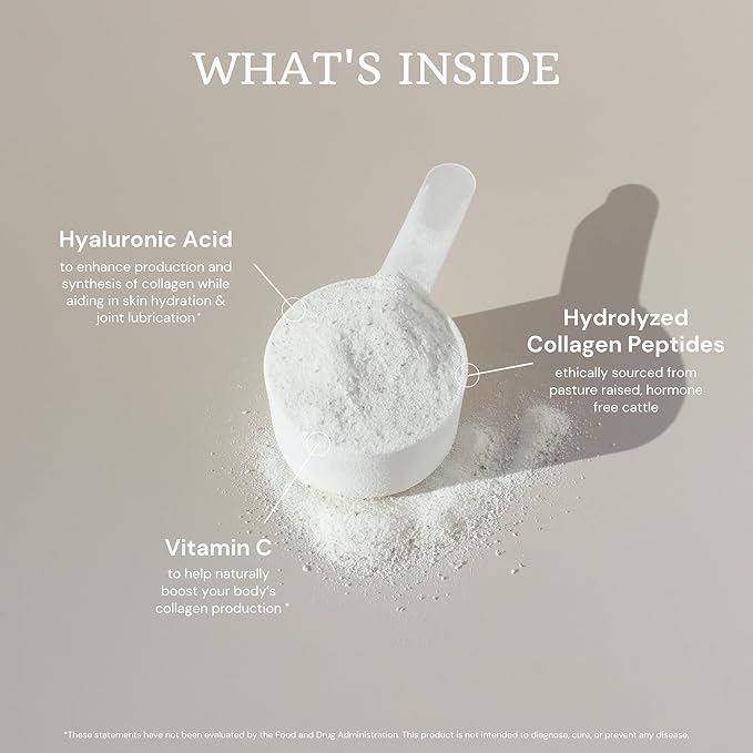 VTC VitaTradingCo. Grass-Fed Collagen Peptides Powder | Type I &amp III | Hyaluronic Acid &amp Vitamin C | Healthy Hair Skin &amp Joints | Non-GMO Paleo Keto | 30 Servings (Unflavored)