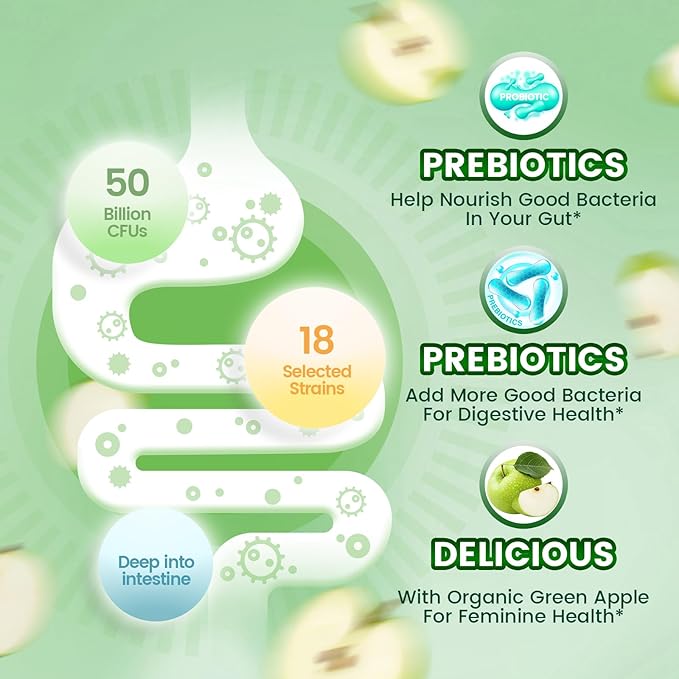 VivoNu Viginal Probiotics for WomenWomen Probiotic GummiesFeminine Balance GummiesPrebiotic Gummy Probiotics for Woman Vaginigal HealthYeast Ph Balance(60 Cranberry+60 Green Apple+60 Pineapple)
