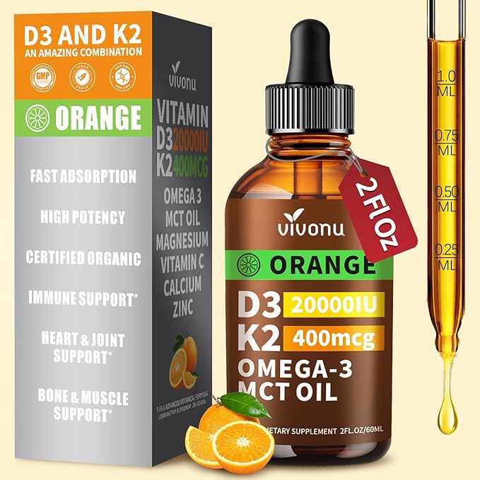 Vitamin D3 K2 Drops + 1000mg Magnesium Complex for Women