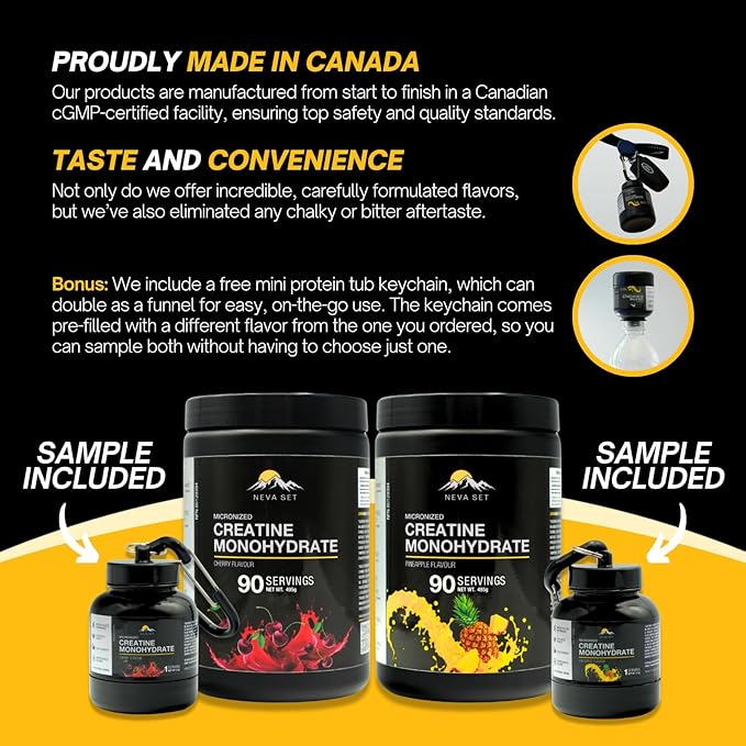 Micronized Creatine Monohydrate by NevaSet 3-Month of 5000mg Creatine Supplement for Muscle Growth Increased Strength Enhanced Energy Improved Performance Cognitive Health. Pineapple 495g