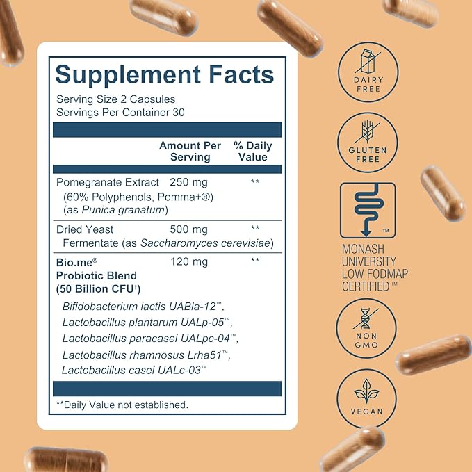 Synbiotic 3-in-1 Prebiotics Probiotics &amp Postbiotics for Digestive Health Gut Health Immune Support &amp Bloating Relief for Men &amp Women - 50 Billion CFU Per Serving - Vegan 60 Capsules (