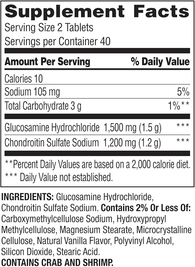 Spring Glucosamine Chondroitin Triple Strength 80 Tablets 2-Pack 80 Days Supply + Exclusive Vitamin Guide (2 Items)