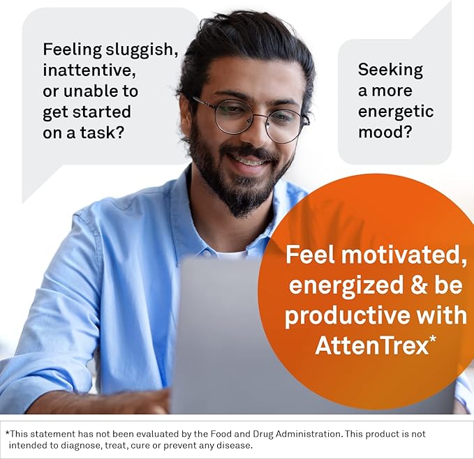 Neuroscience AttenTrex - Chewable Brain Supplements for Memory and Focus for Adults &amp Kids - Supports Dopamine Epinephrine &amp Norepinephrine for Natural Energy Attention &amp Cognitive Clari