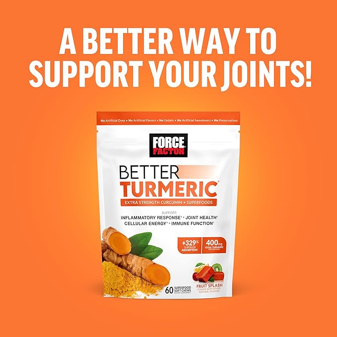 Force Factor Total Beets Soft Chews 60 Chews &amp Better Turmeric Joint Support Supplement 60 Soft Chews