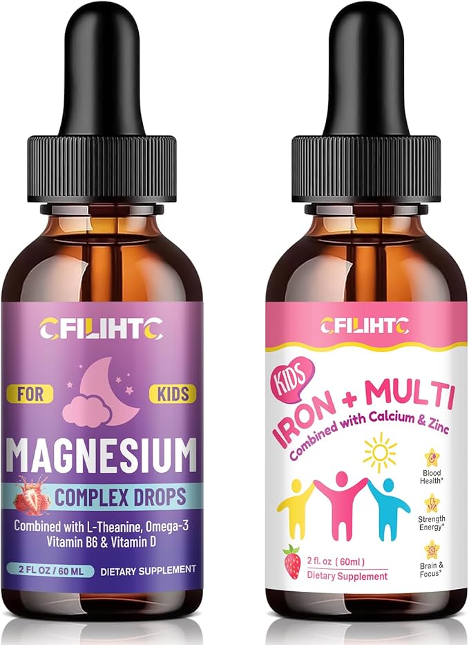 Kids Magnesium Liquid Drops &amp Liquid Iron Supplement for Kids