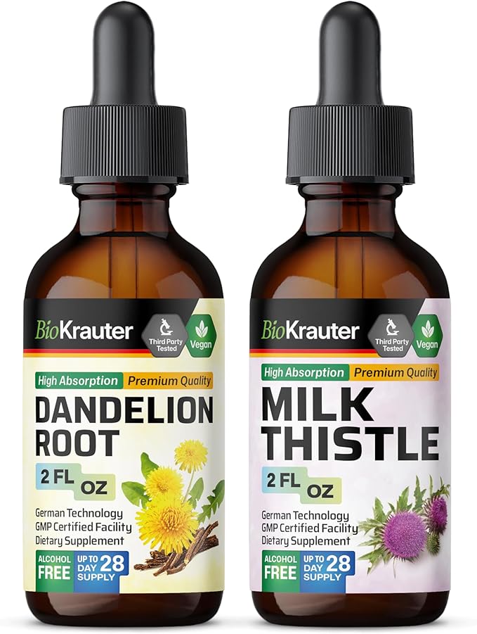 BIO KRAUTER Dandelion Tincture 2 Fl. Oz. &amp Milk Thistle Tincture 2 Fl. Oz.