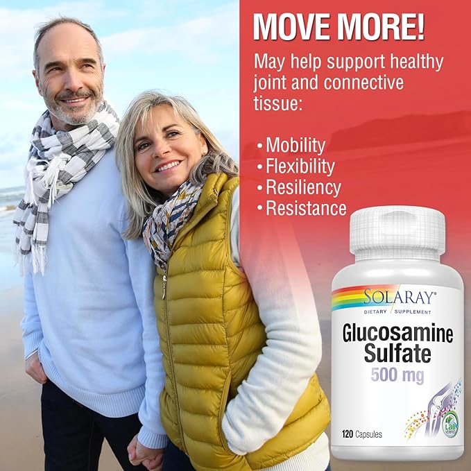 SOLARAY Glucosamine Sulfate 500 mg | Healthy Joint Flexibility &amp Resiliency Support (60 Serv 120 CT)