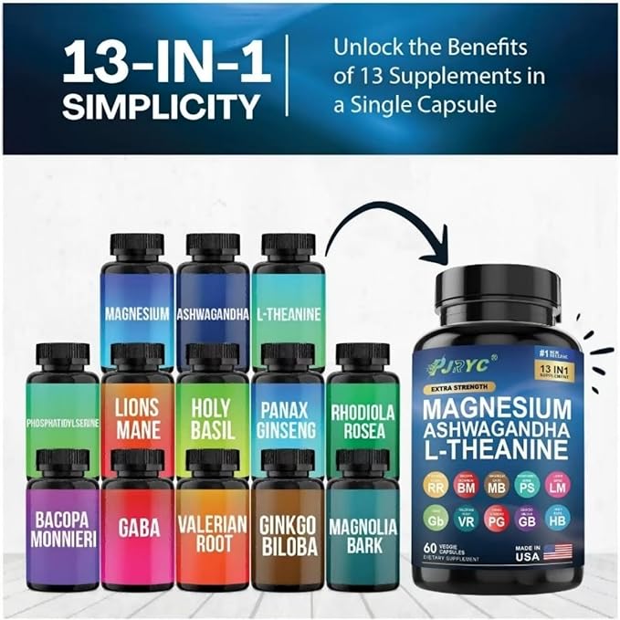 Cortisol Support Supplement for Women and Men - with Magnesium Ashwagandha &amp L-Theanine - Supports Stress Relief Relaxation &amp Sleep - 120 Capsules (2-Pack)