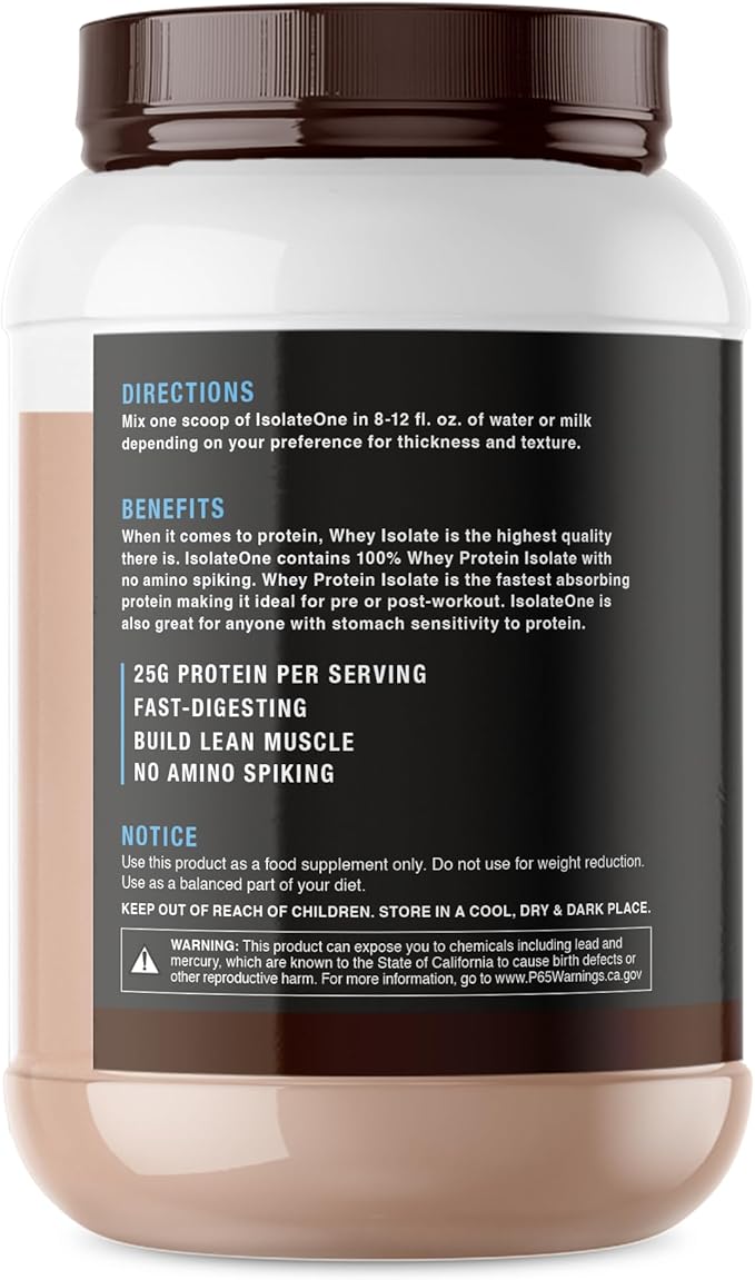 NutraOne IsolateOne Whey Isolate Protein Powder 100% Pure Whey Isolate Powder (Gourmet Chocolate - 2 lbs)