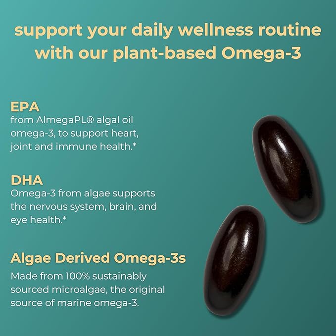 Iwi Omega-3 Mini Softgels (30 Servings) Easy to Swallow Plant-Based Algae Omega 3 with EPA + DHA Whole-Body Support Dietary Supplement Krill &amp Fish Oil Alternative No Fishy Aftertaste
