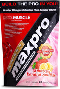 Max Muscle Maxpro Elite Whey Protein Powder | 30g Protein | 0g Sugar | 6.6g BCAAs | Micellar Casein Cold Filtered Whey Isolate Protein | Promotes Muscle Growth &amp Recovery (Strawberry Banana 2lb)