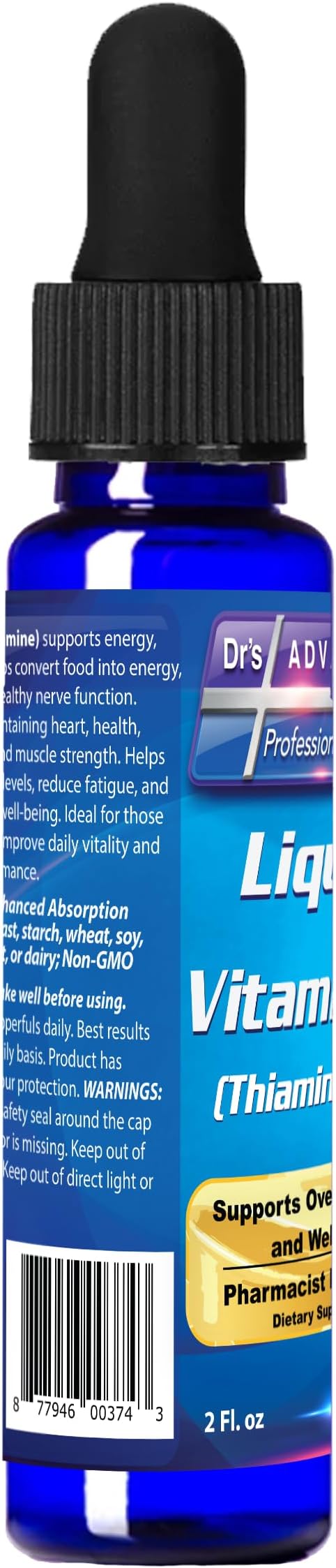 Dr's Advantage Liquid Vitamin B1 Dropper 2oz - Thiamine B1 Supplement for Energy Support - Essential B1 Vitamins - Promotes Metabolism and Nervous System Health