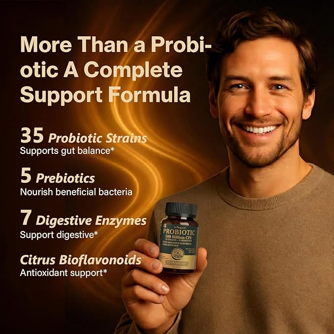 Probiotics with Prebiotics for Men and Women - 35 Strains Probiotic 100 Billion CFU for Gut &amp Digestive Health Vegan Acidophilus Probiotics Supplement Non-GMO Raw Probiotic 120 Caps