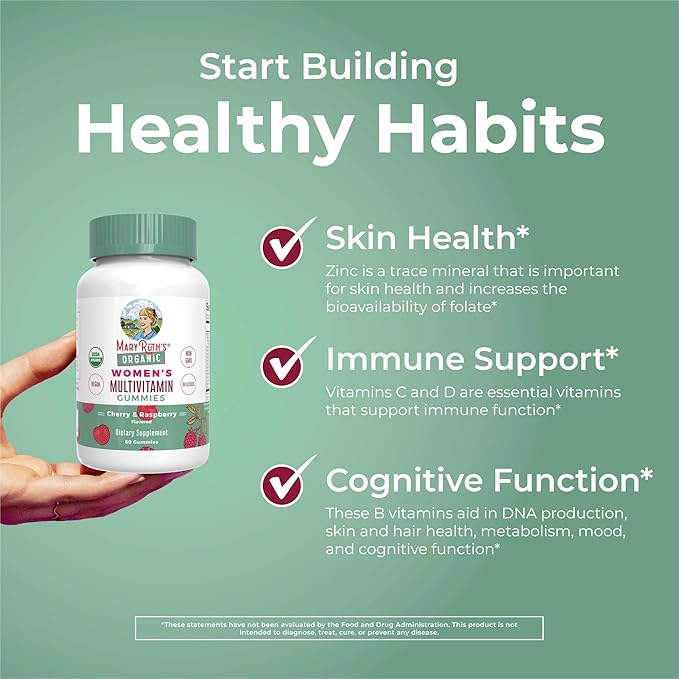 MaryRuth's Multivitamin Gummies for Women (Cherry &amp Raspberry) &amp Liquid Nighttime Multimineral (Pineapple) | Clean Label Project Verified® | Vegan | Beauty Bedtime Routine &amp Overall Heal