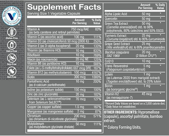 The Vitamin Shoppe MenaTMs 50+ Once Daily Multivitamin a Immune Energy Digestive and Cardiovascular Support (60 Capsules)