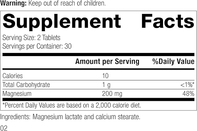 Standard Process Magnesium Lactate - Energy Support Supplement - Aids Healthy Bones &amp Muscle Relaxation - Helps Maintain Heart Health - Vegan &amp Gluten-Free - 60 Tablets (30 Servings)